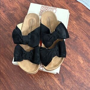 Jeffrey Campbell Black Bow suede LANAI-ES Slide Sandals
